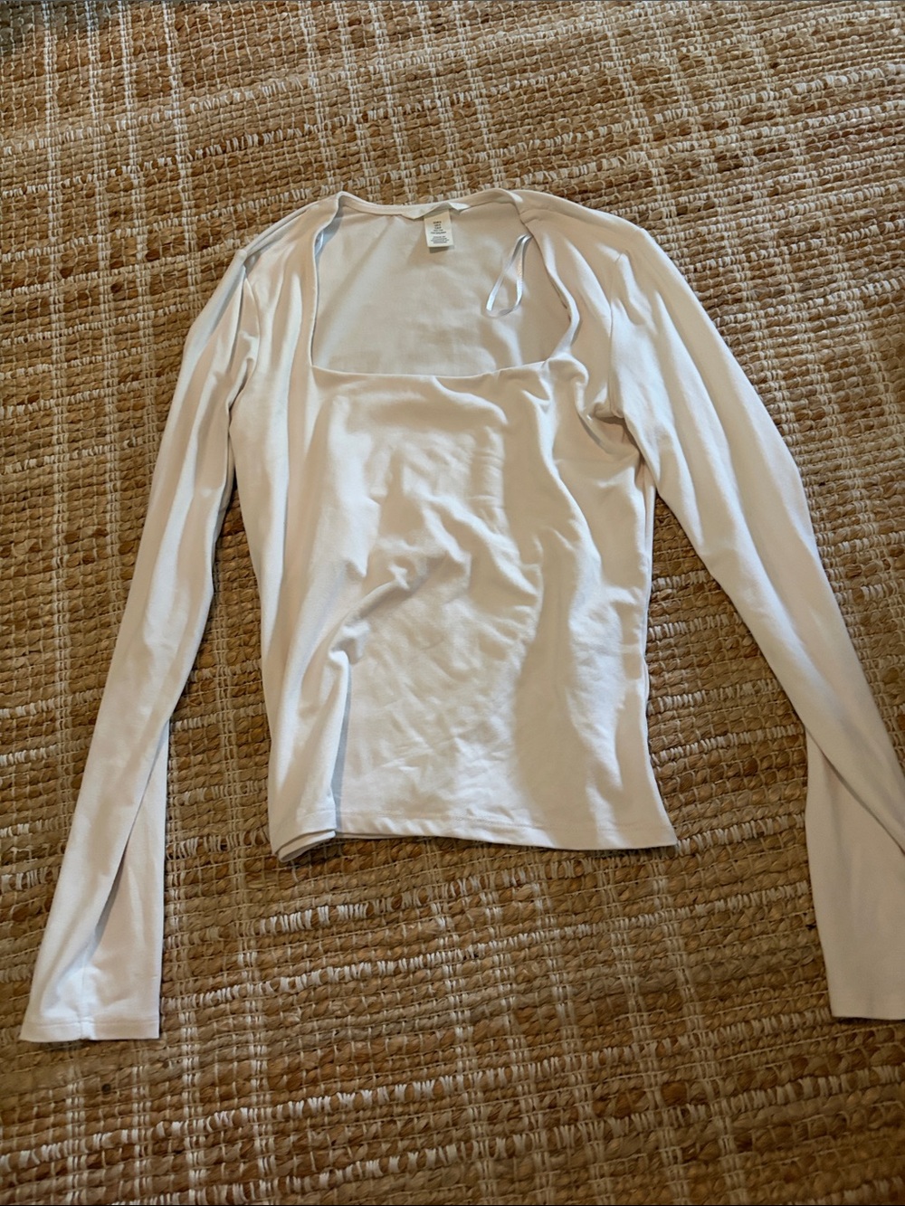 H&M Long Sleeve Scoop Neck Top - Light Cream